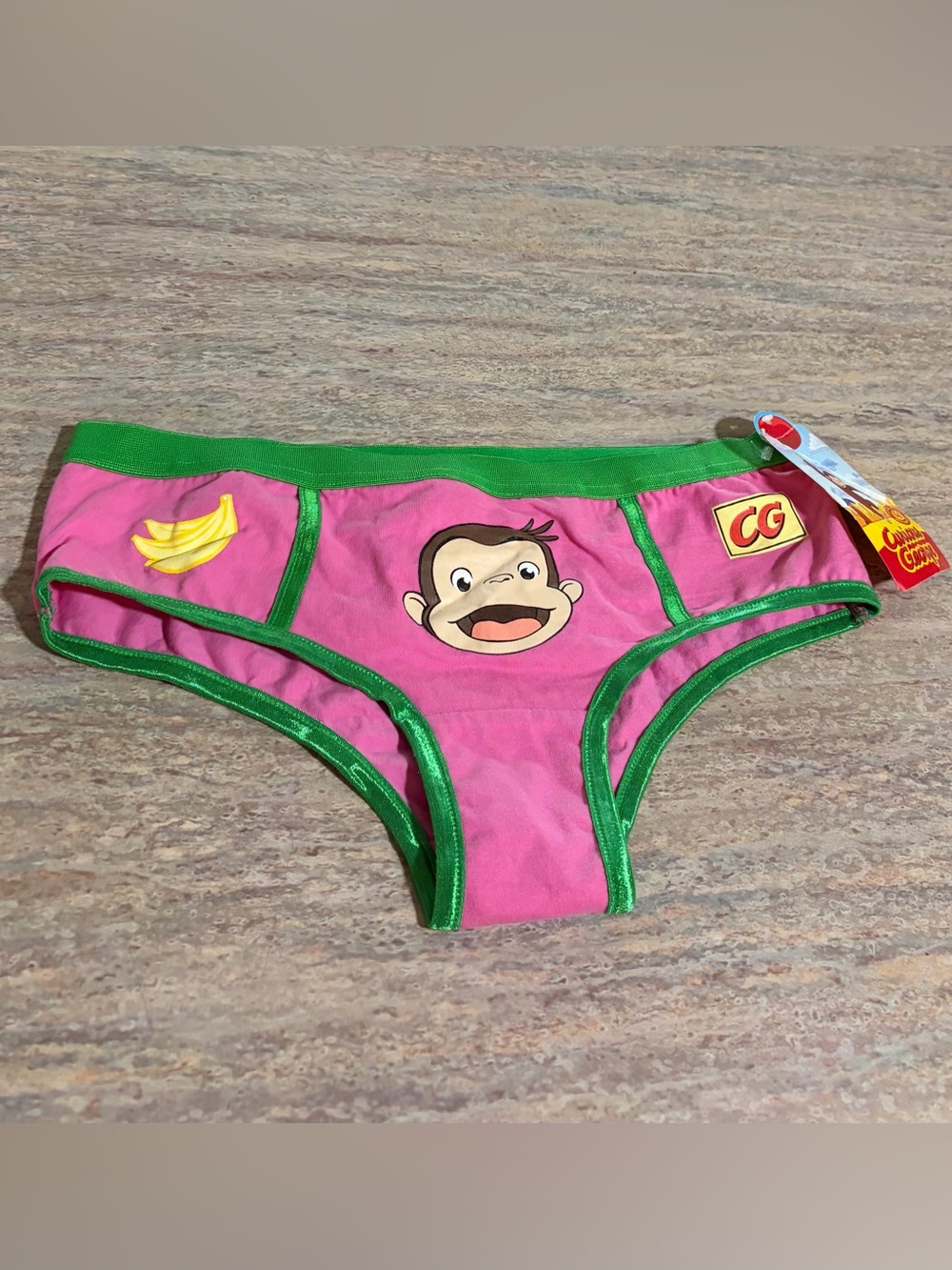 NWT Curious George Adult Pink Bikini Briefs with Green Trim